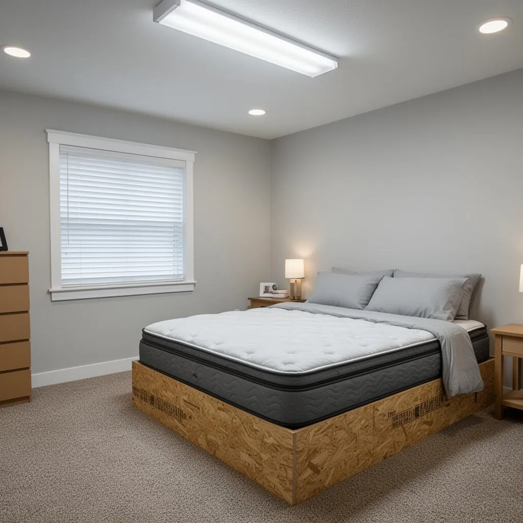 Toxic conventional master bedroom vs healthy hemp-insulated home - toxic fiberglass