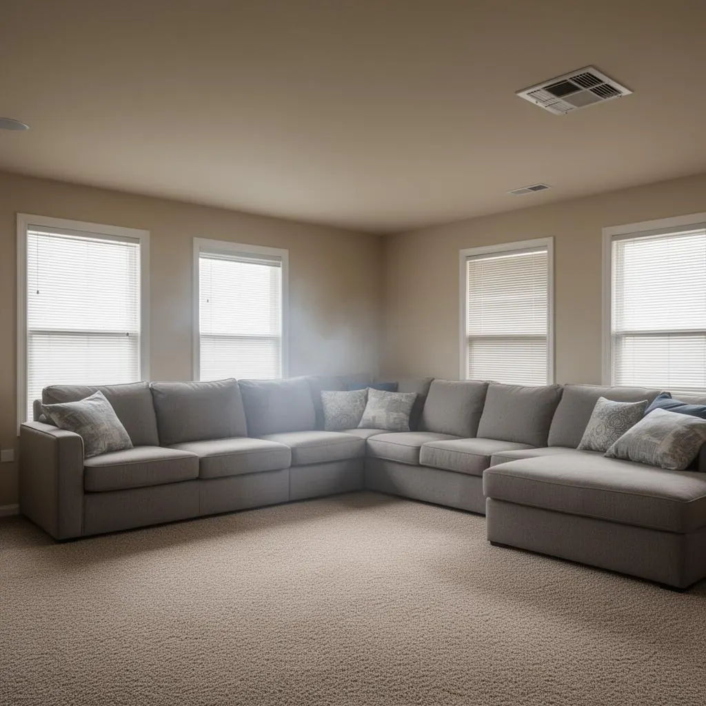 Toxic conventional living room vs healthy hemp-insulated home - toxic drywall