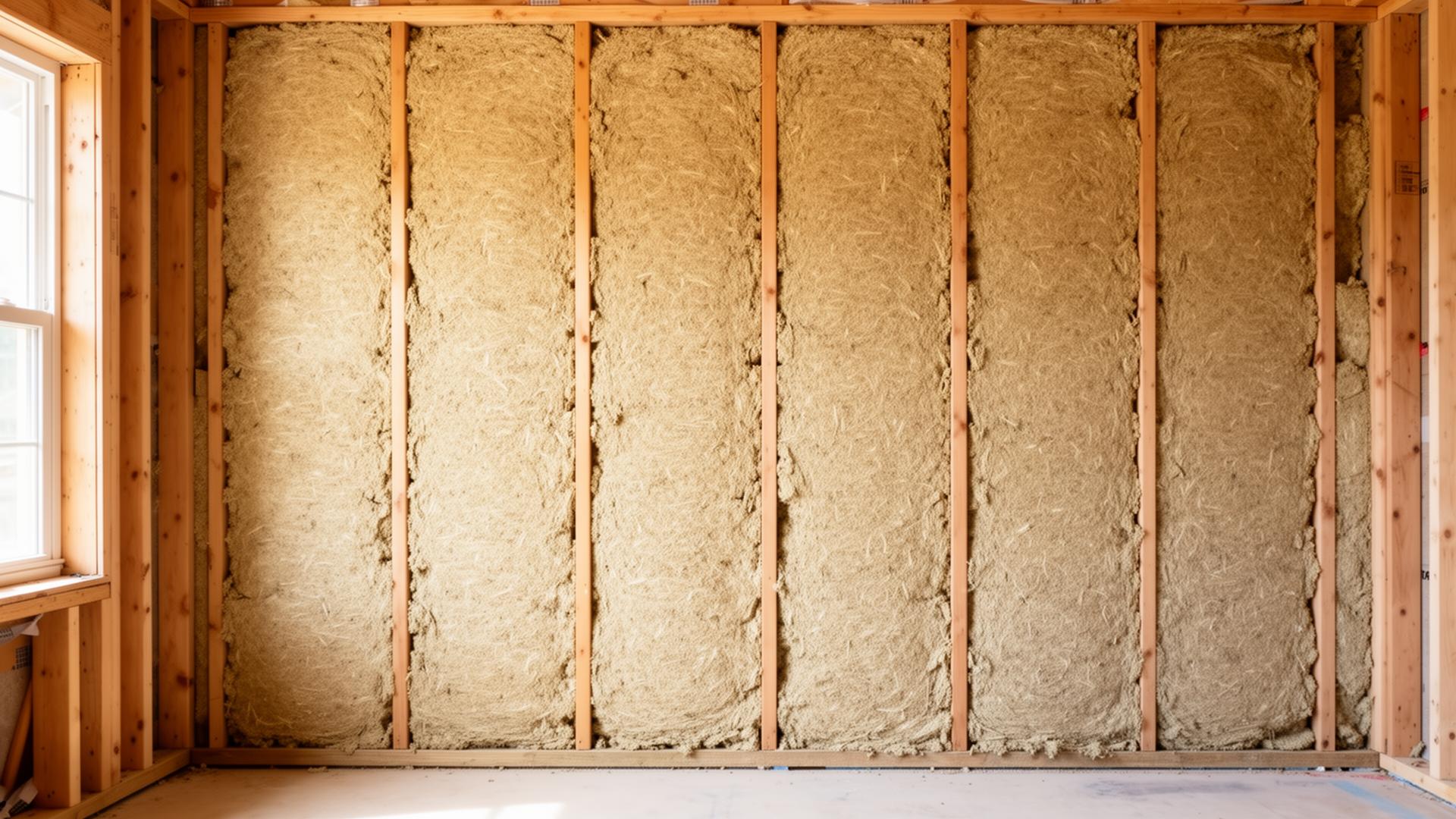 GaiaCrete hempcrete alternative installed between studs filling wall cavity