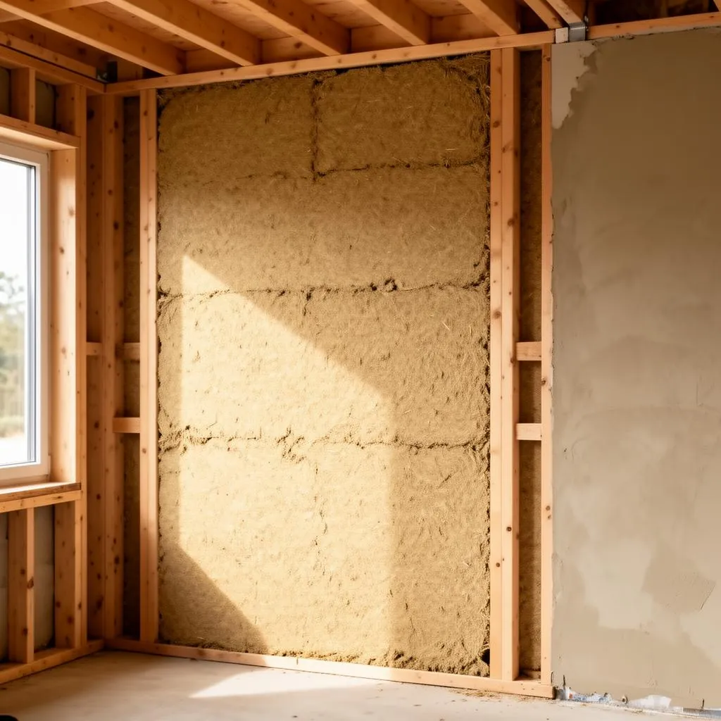 GaiaCrete hemp insulation poured into wall cavity during single-family retrofit