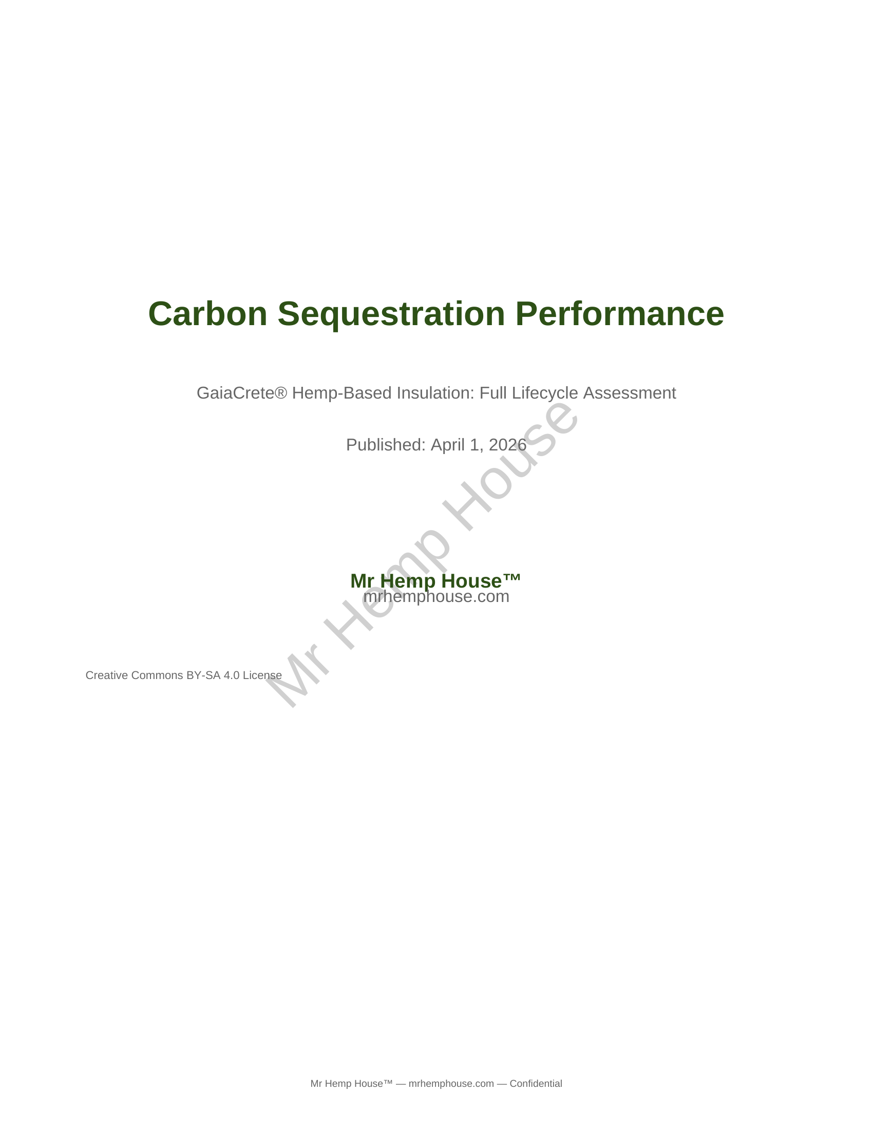 Carbon Lifecycle Analysis — GaiaCrete® Hemp Insulation page 1