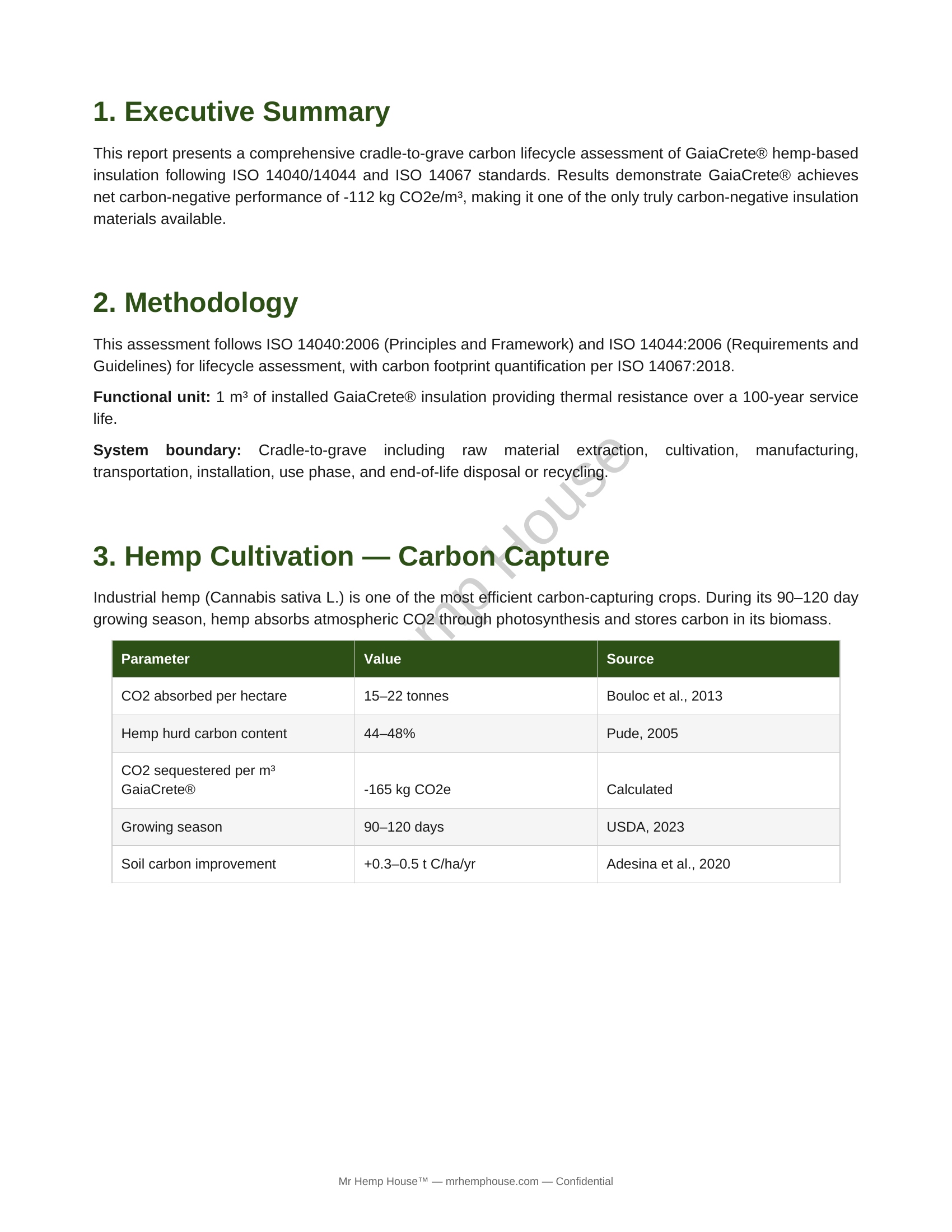 Carbon Lifecycle Analysis — GaiaCrete® Hemp Insulation page 2
