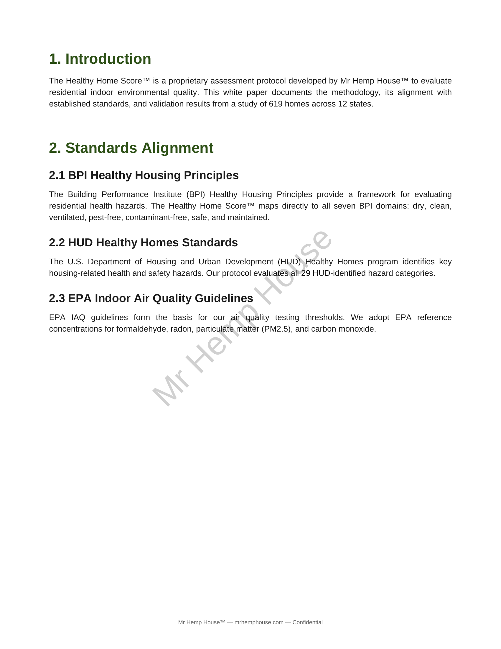 Healthy Home Score™ Methodology White Paper page 2